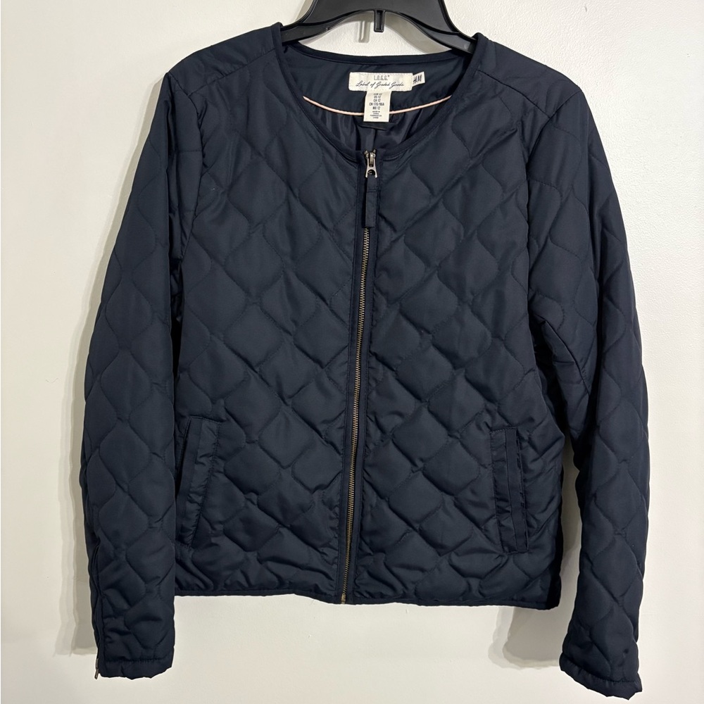 H&M Logg Navy Quilted Women's Jacket Size 12 . NWOT